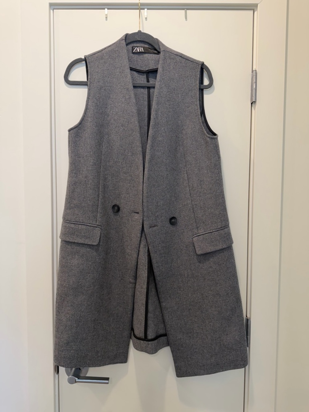 Zara Charcoal Gray Sleeveless Long Vest